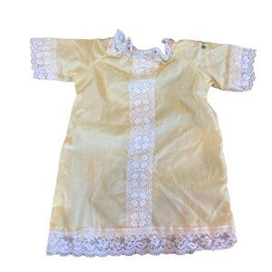 Cabbage Patch Kids Doll Vintage Nightgown Baby Dress Long Yellow Lace Infant